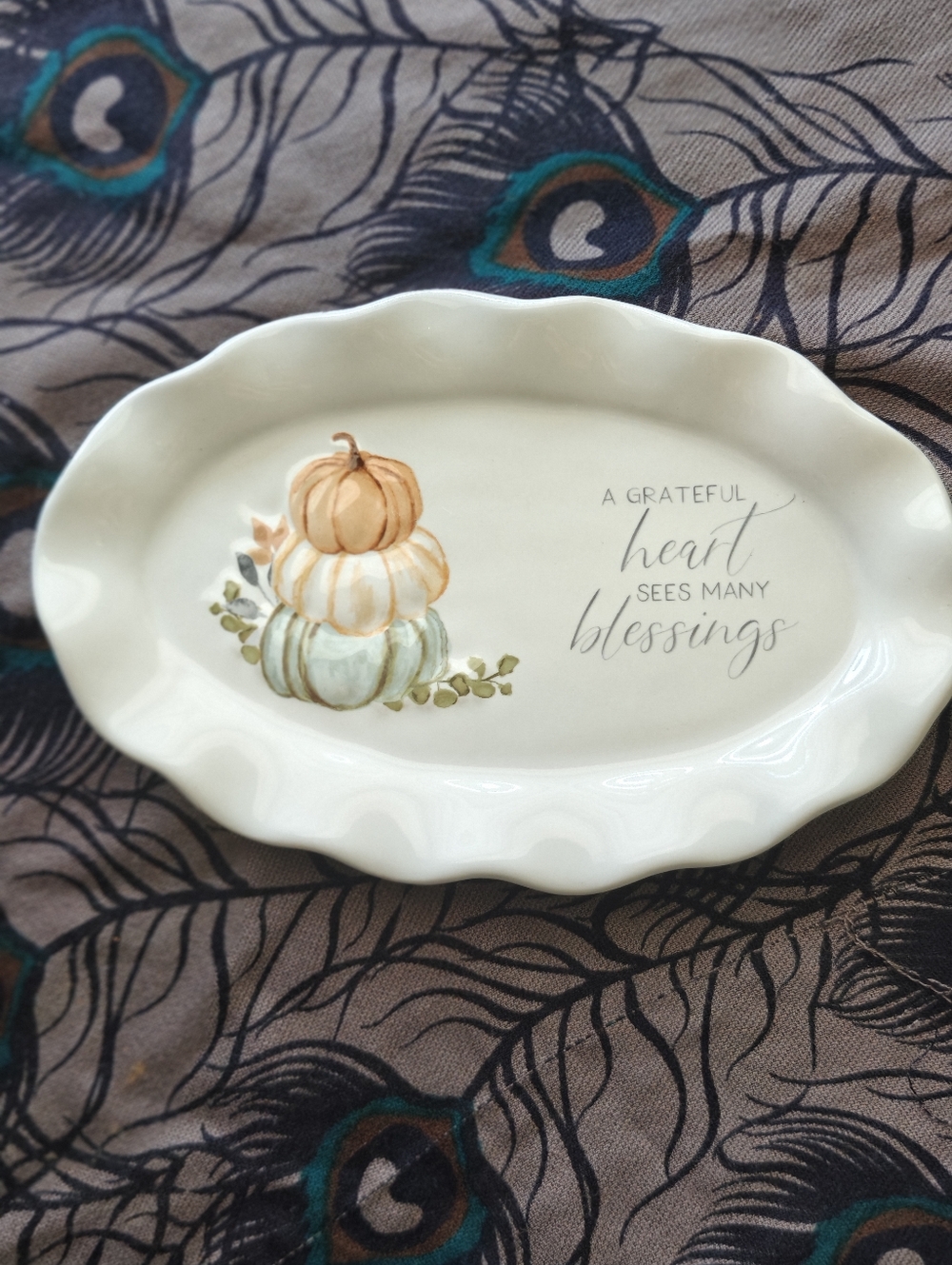 Mud Pie Plate 8" x 5" Trinket Jewelry Porcelain Butter Dish Pastry